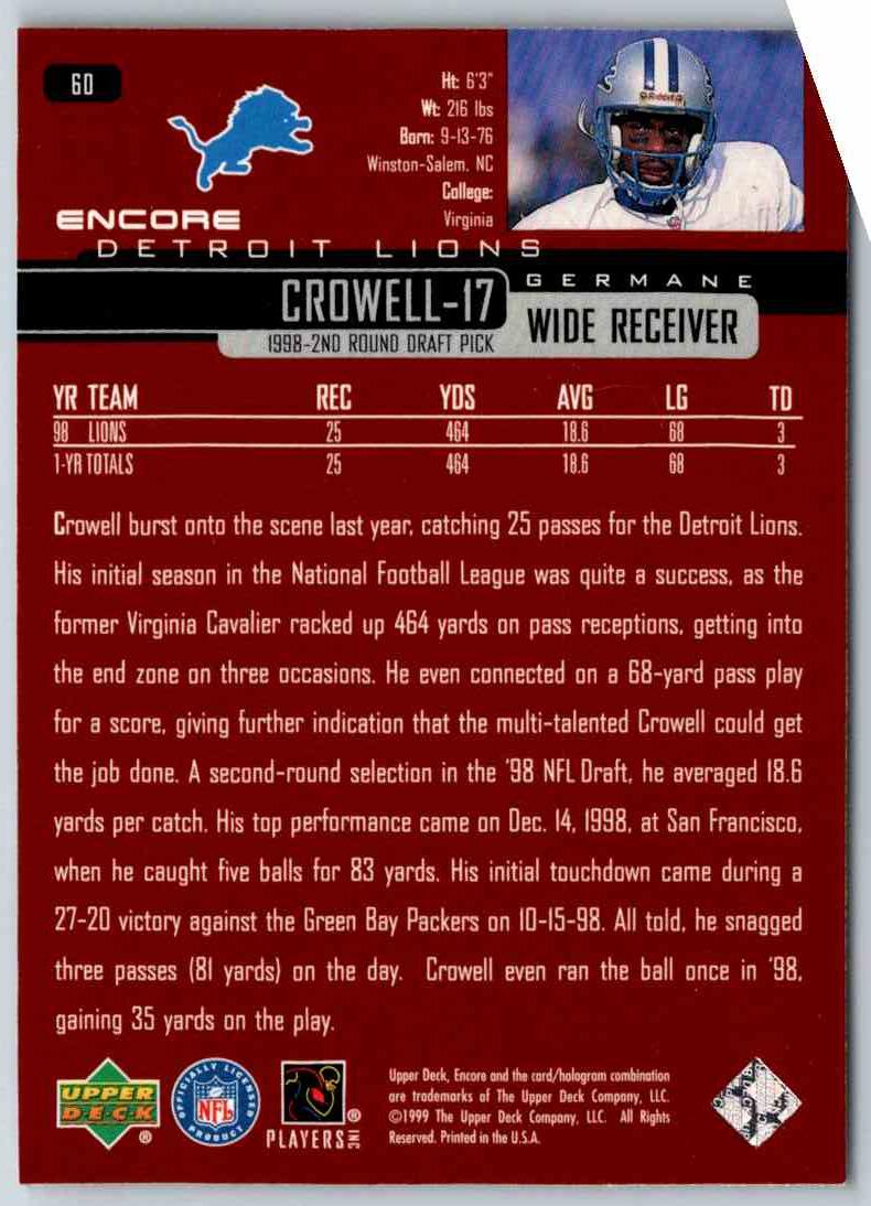 1999 Upper Deck Encore Germane Crowell