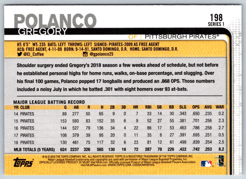 2019 Topps Gregory Polanco