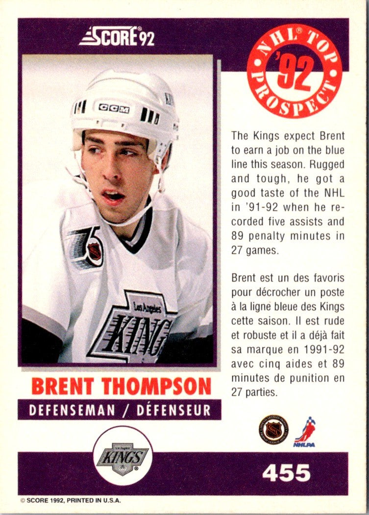 1992 Score Canadian Brent Thompson