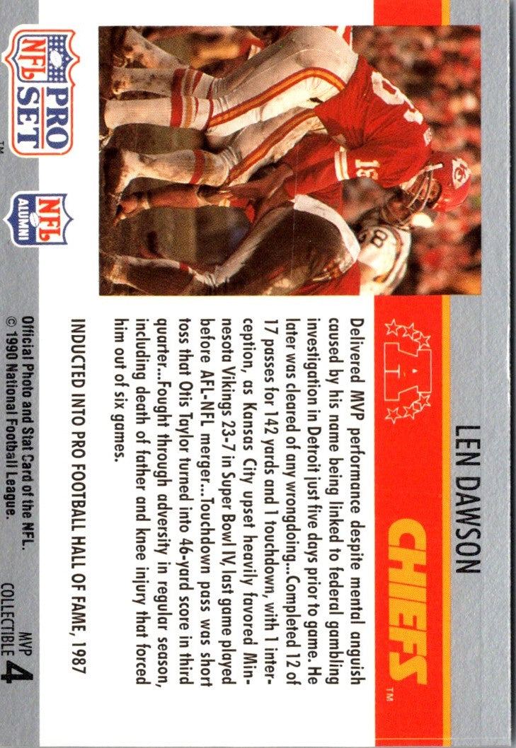 1990 Pro Set Super Bowl MVP Collectibles Len Dawson