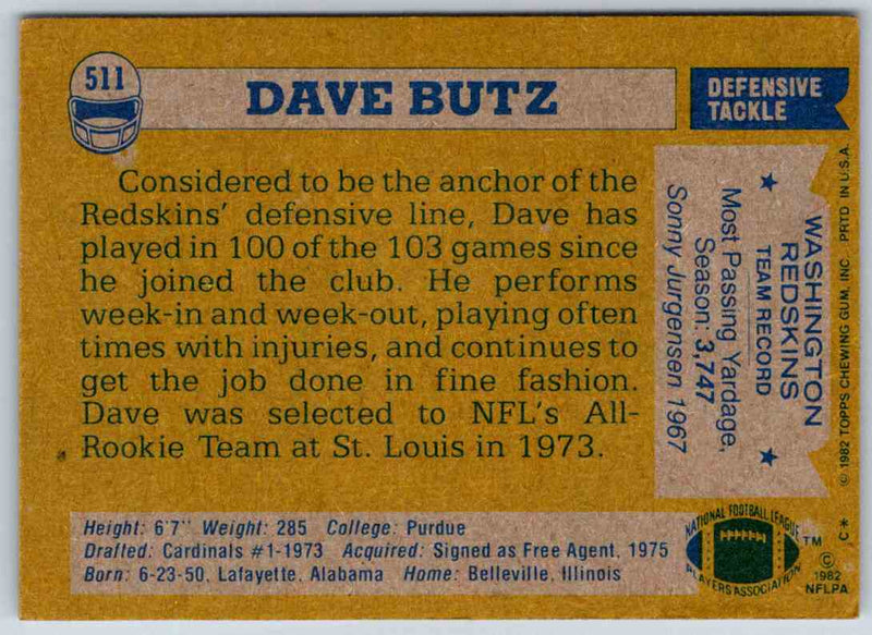 1982 Topps Dave Butz