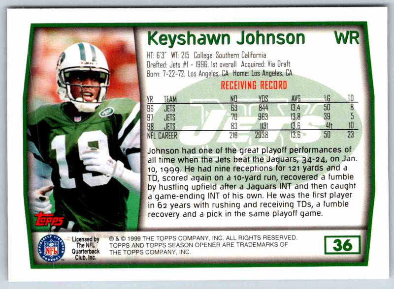 1999 Topps Keyshawn Johnson