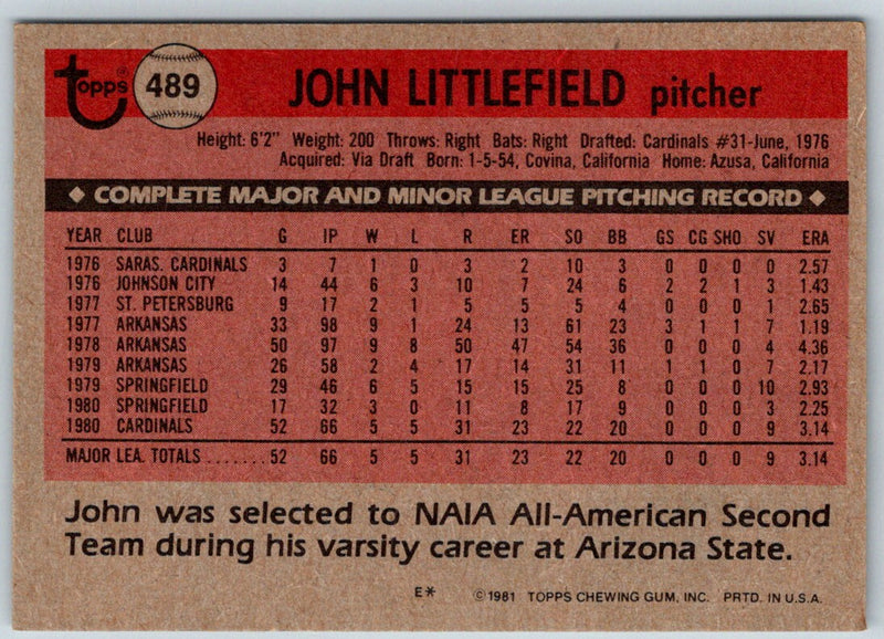 1981 Topps John Littlefield