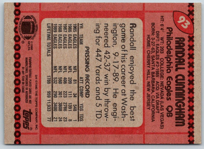 1990 Topps Randall Cunningham