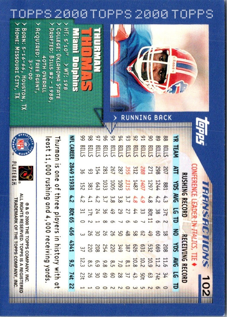 2000 Topps Thurman Thomas