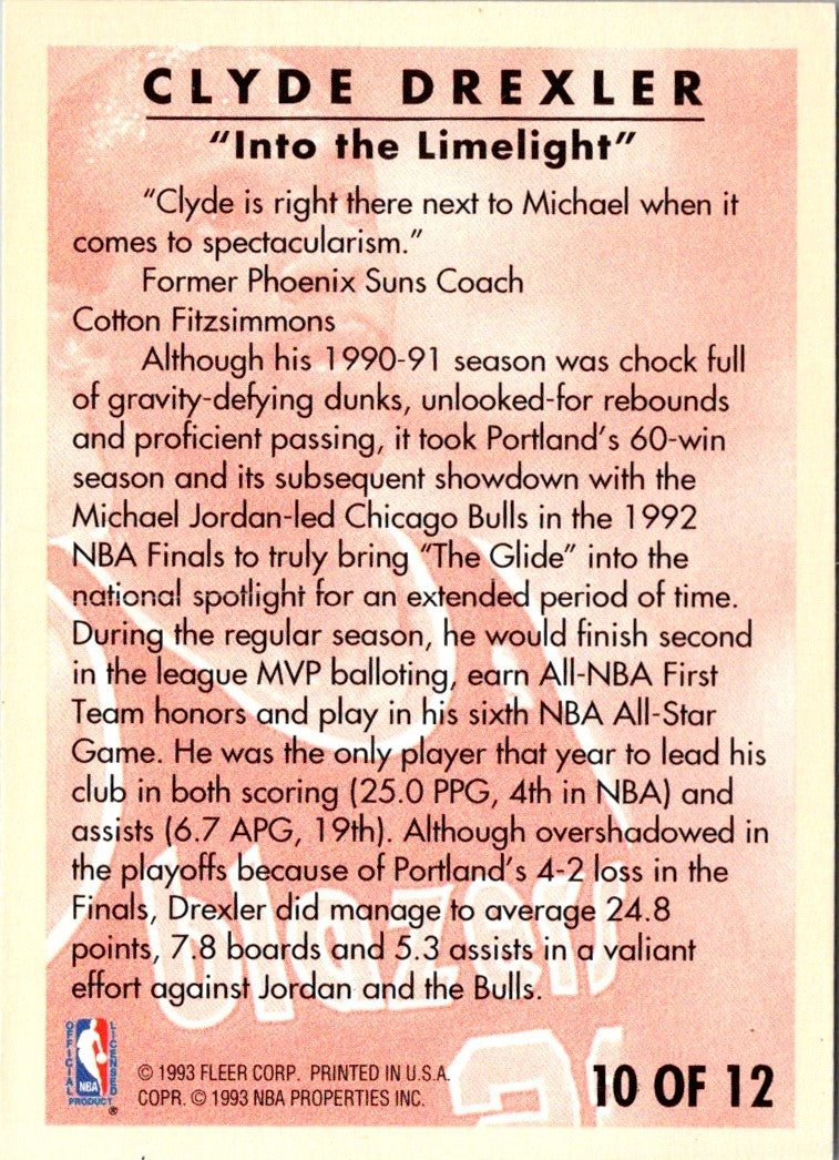 1993 Fleer Clyde Drexler Career Highlights Clyde Drexler