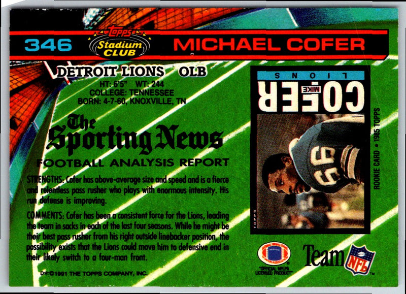 1991 Stadium Club Michael Cofer