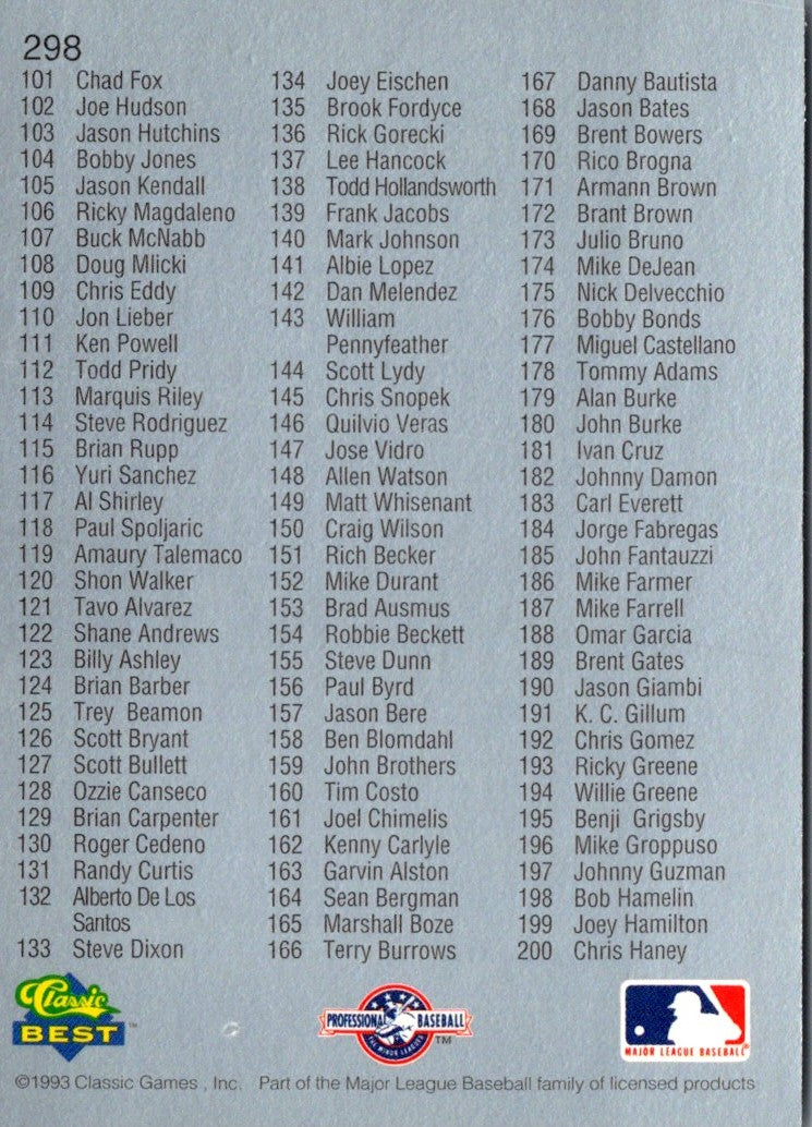 1993 Classic Best Checklist 3