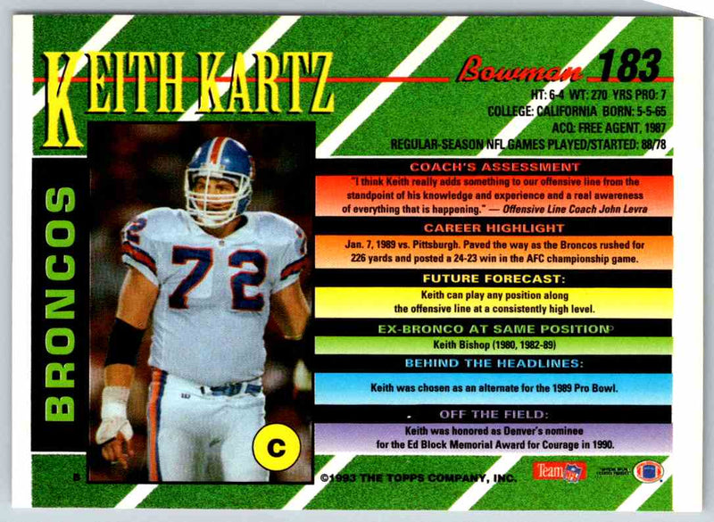 1993 Bowman Football Keith Kartz