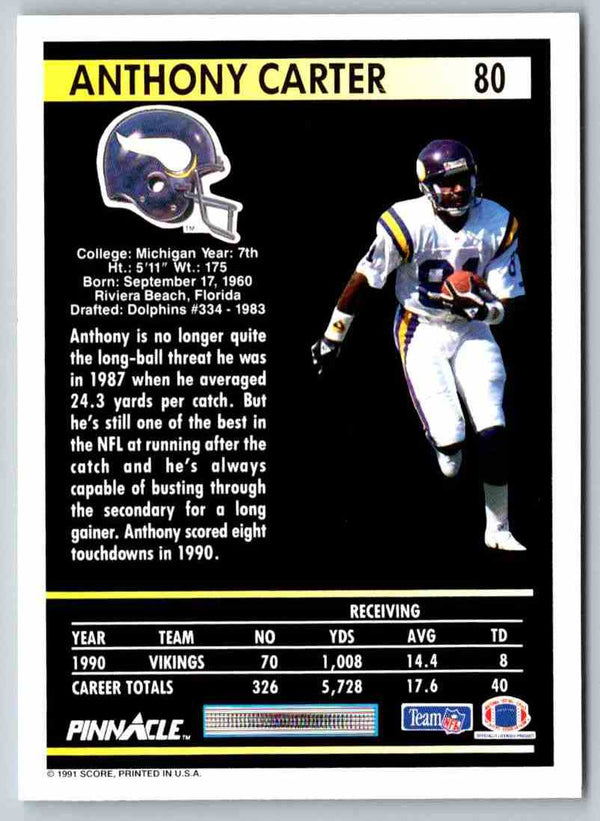 1991 Pinnacle Anthony Carter #80