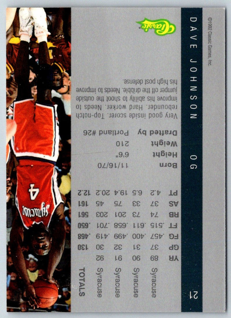 1992 Classic Draft Dave Johnson