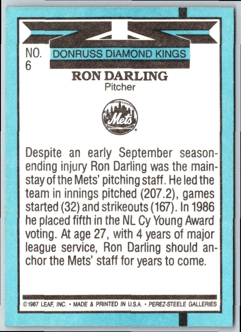 1988 Diamond Kings Ron Darling