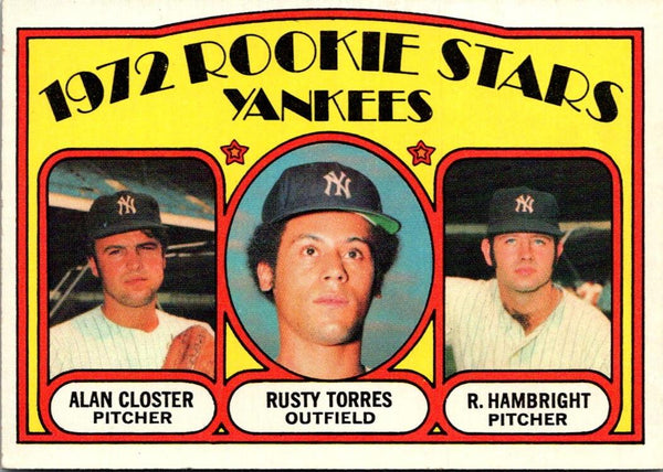 1972 Topps Yankees Rookies - Alan Closter/Rusty Torres/Roger Hambright #124 Rookie VG-EX