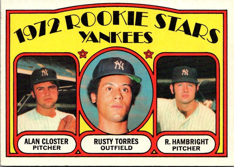 1972 Topps Yankees Rookies - Alan Closter/Rusty Torres/Roger Hambright