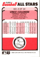1989 Fleer Baseball All-Stars Vince Coleman #8