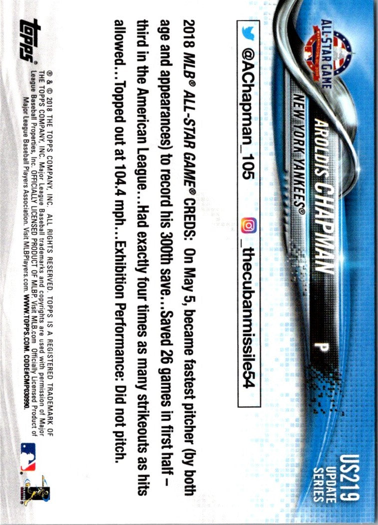 2018 Topps Update Aroldis Chapman