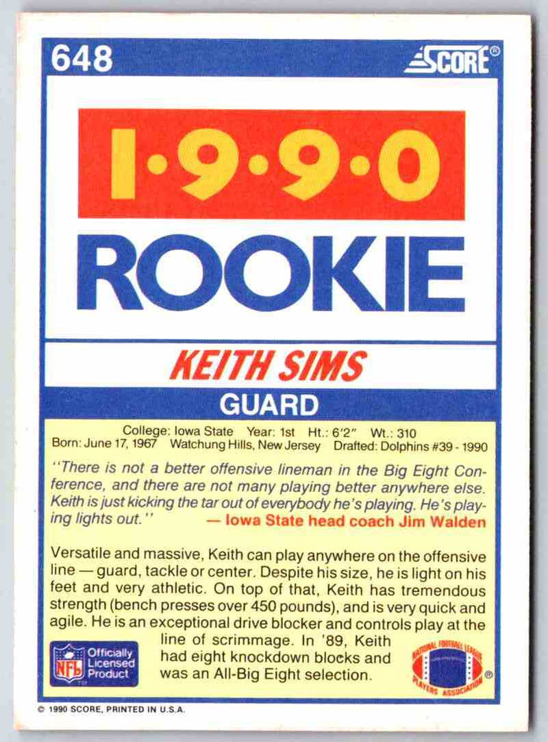 1990 Score Keith Sims