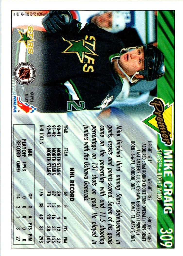 1993 O-Pee-Chee Premier Mike Craig