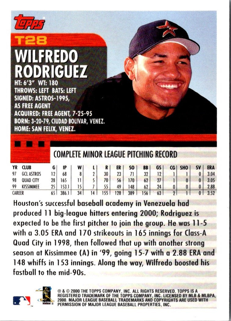 2000 Topps Chrome Traded & Rookies Wilfredo Rodriguez