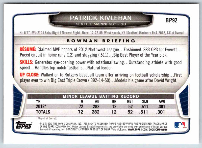 2014 Bowman Patrick Kivlehan