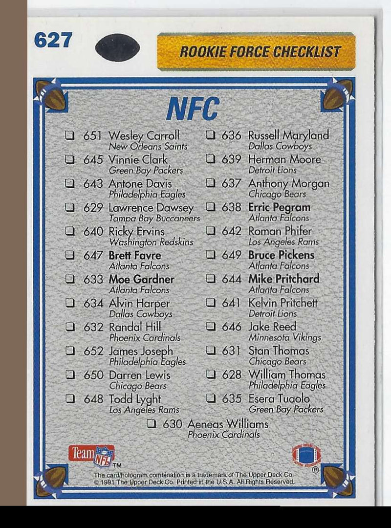 1991 Upper Deck Farve Checklist