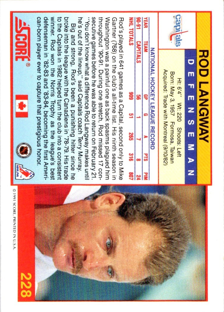 1991 Score Rod Langway