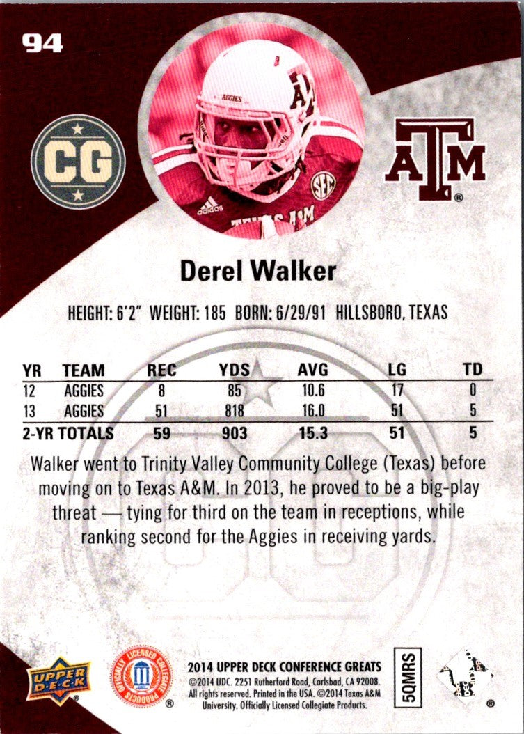 2014 Upper Deck Conference Greats Derel Walker