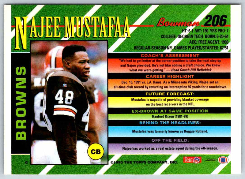 1993 Bowman Football Najee Mustafaa