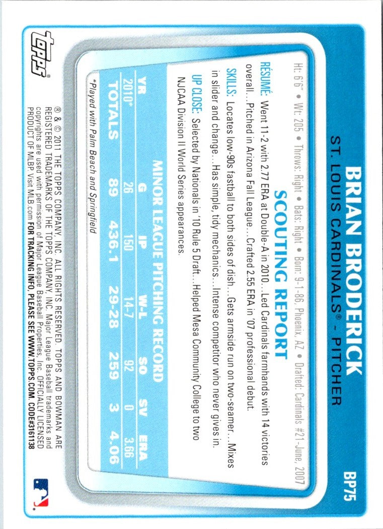 2011 Bowman Prospects Brian Broderick