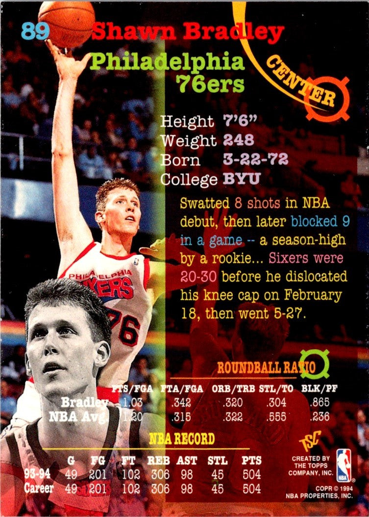 1994 Stadium Club Shawn Bradley