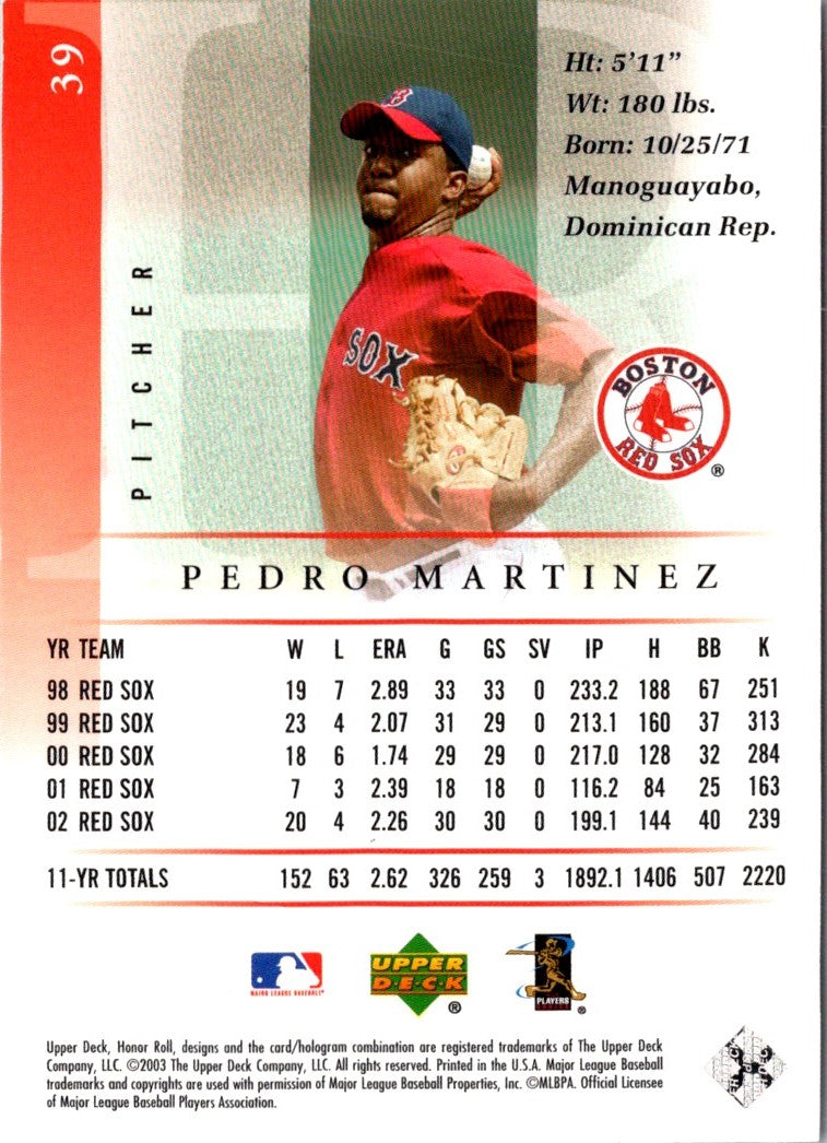 2003 Upper Deck Honor Roll Pedro Martinez