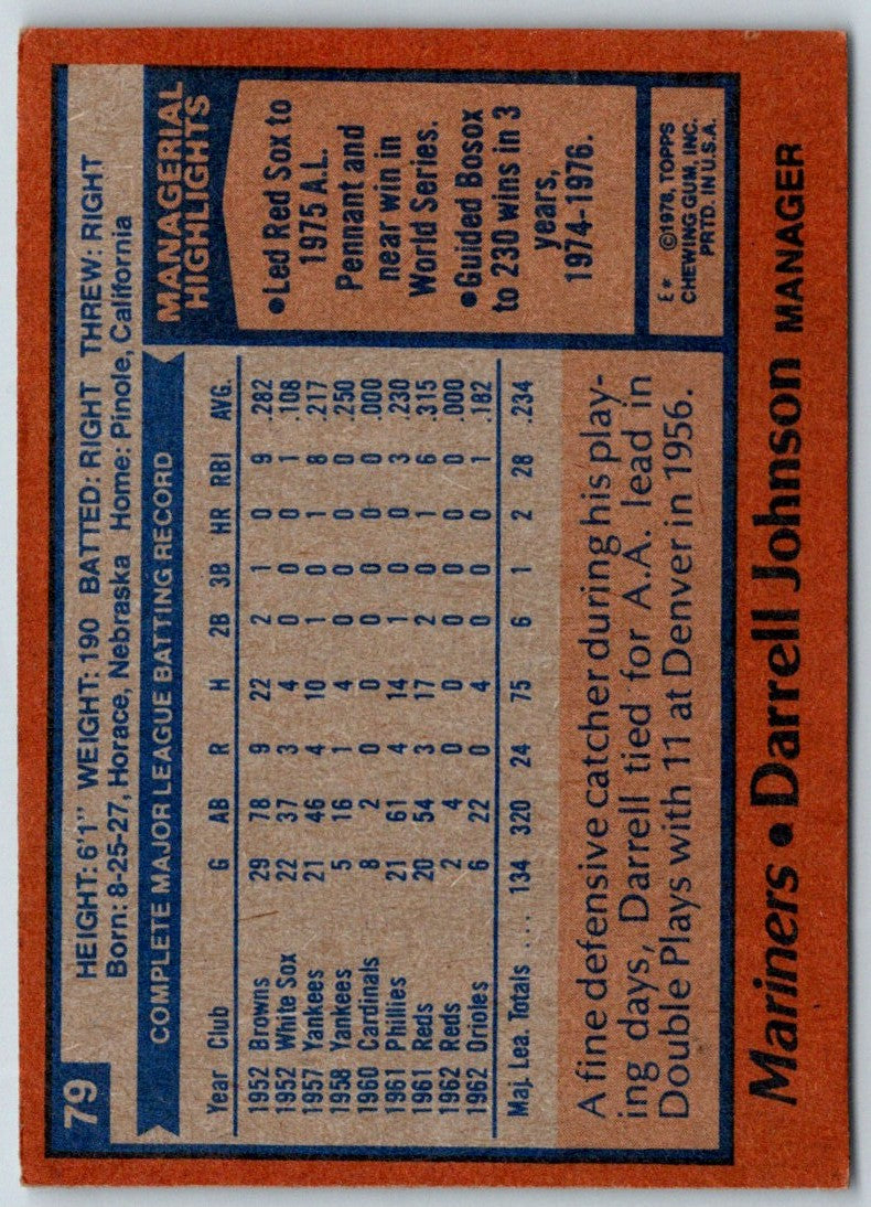 1978 Topps Darrell Johnson