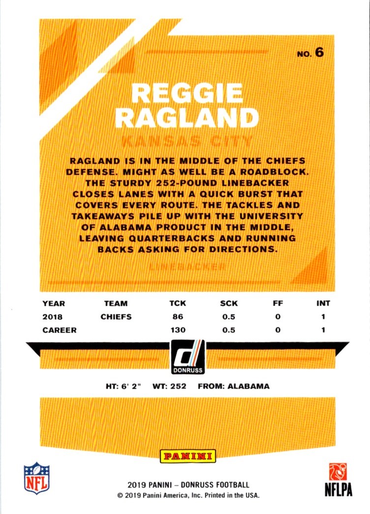 2019 Donruss Reggie Ragland