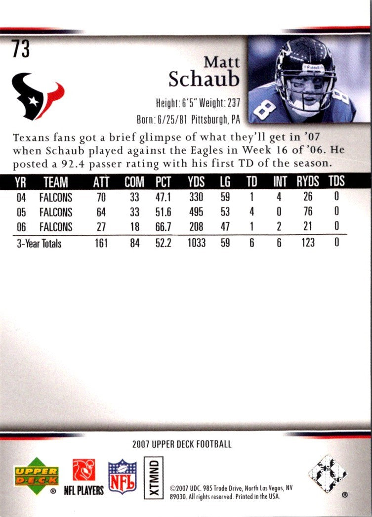 2007 Upper Deck Matt Schaub