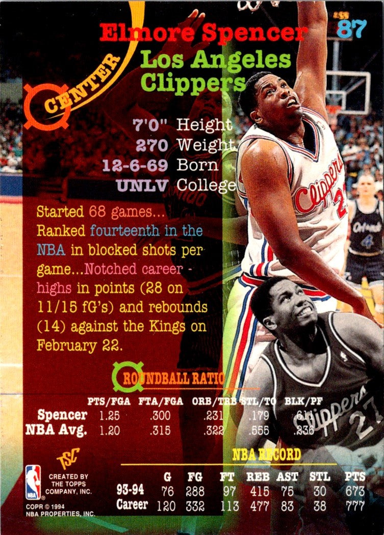 1994 Stadium Club Super Teams NBA Finals Elmore Spencer