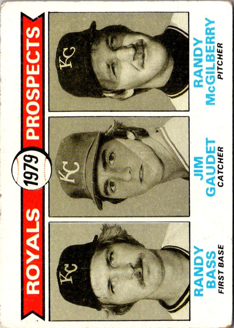 1979 Topps Royals Prospects - Randy Bass/Jim Gaudet/Randy McGilberry