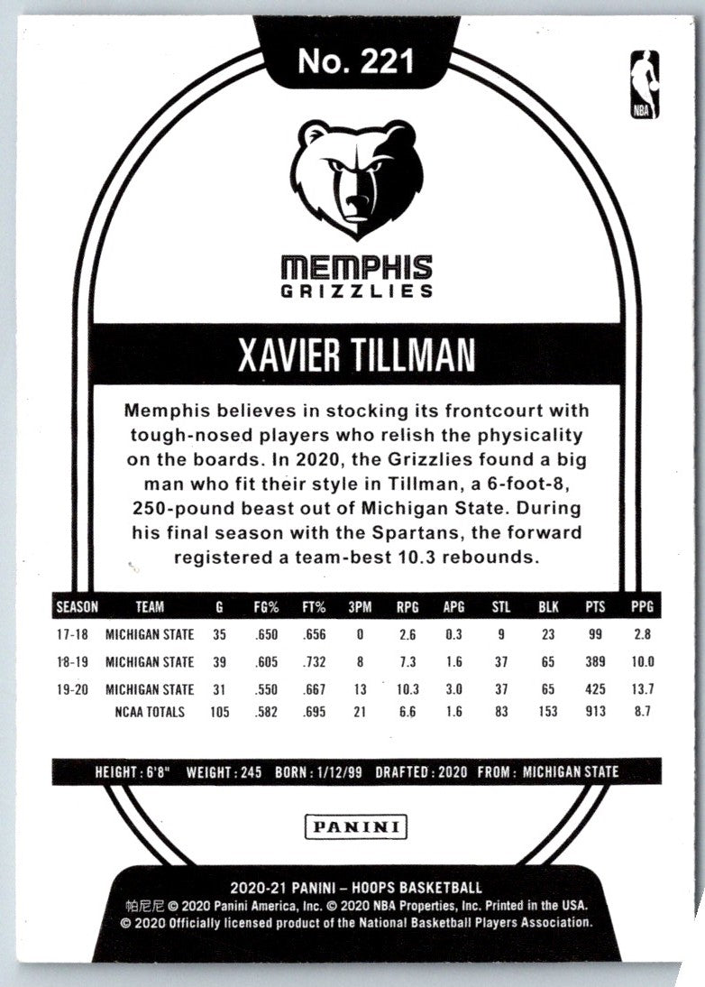 2020 Panini Prizm Draft Picks Collegiate Xavier Tillman