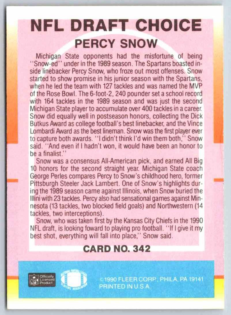 1991 Fleer Ultra Percy Snow
