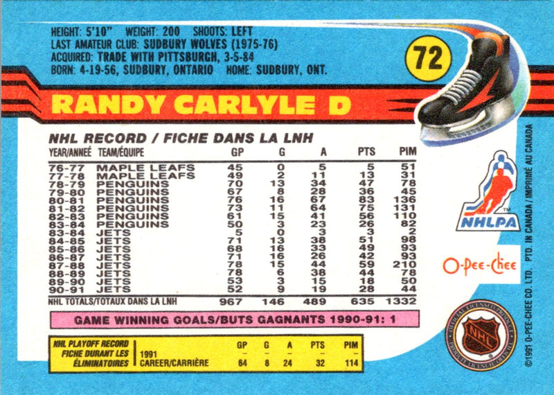 1991 O-Pee-Chee Randy Carlyle