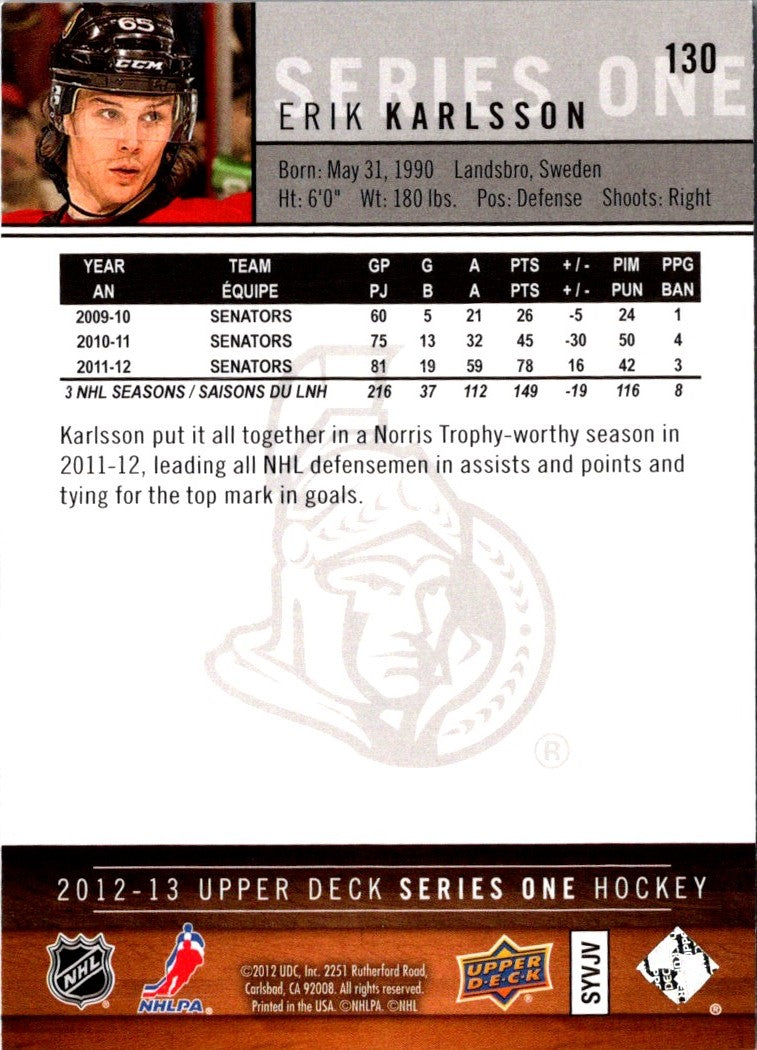 2012 Upper Deck Erik Karlsson