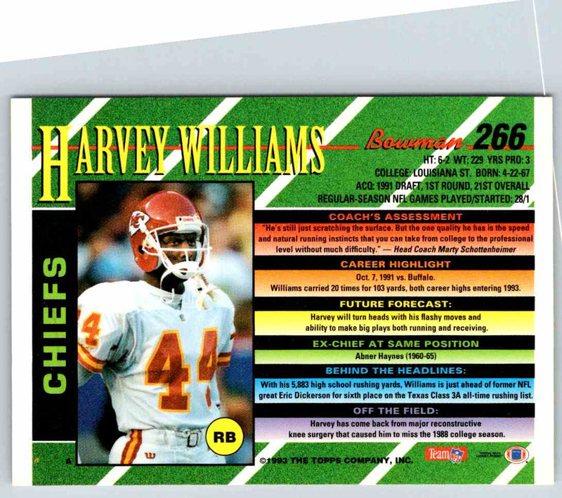 1993 Bowman Football Harvey Williams