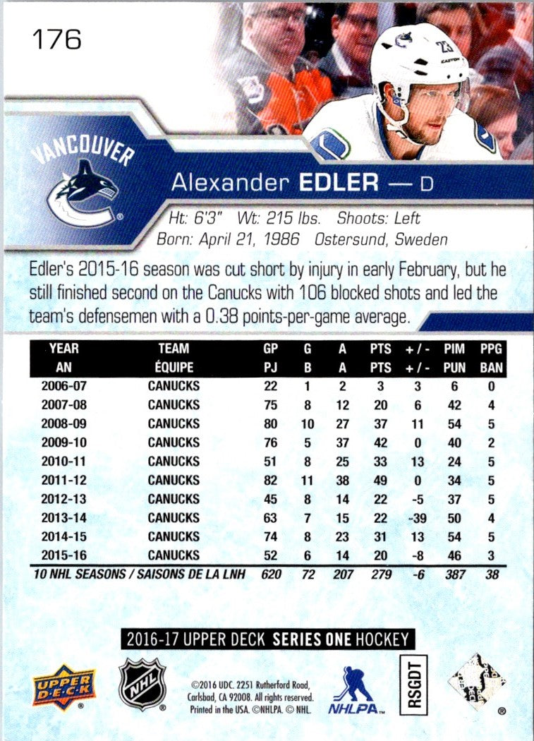 2016 Upper Deck Alexander Edler