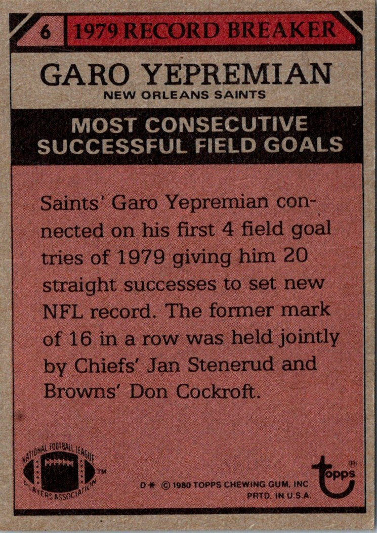 1980 Topps Garo Yepremian