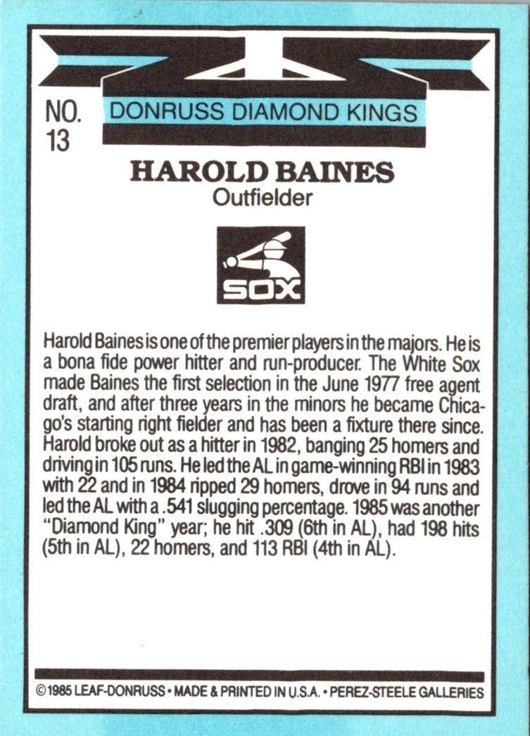 1986 Diamond Kings Harold Baines