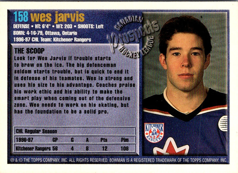 1997 Bowman CHL Wes Jarvis