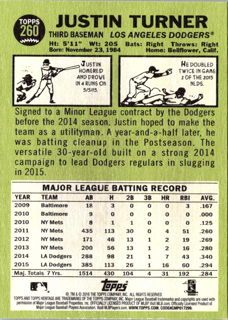 2016 Topps Heritage Justin Turner