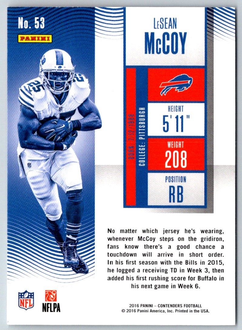 2016 Panini Contenders LeSean McCoy