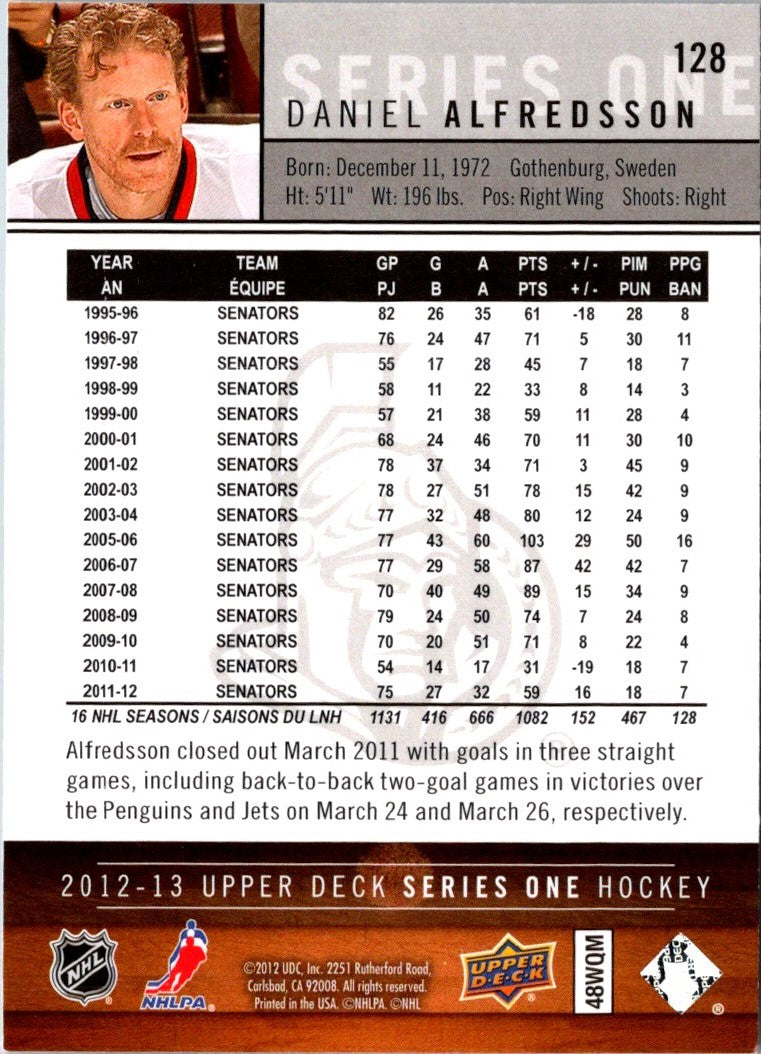 2012 Upper Deck Daniel Alfredsson
