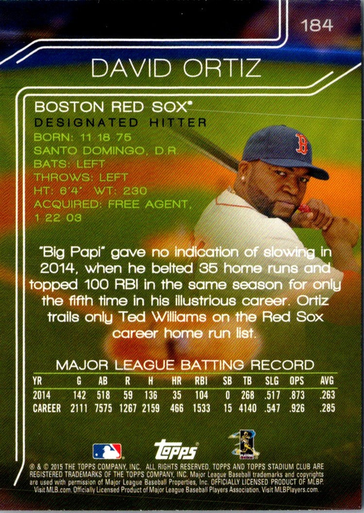 2015 Stadium Club David Ortiz