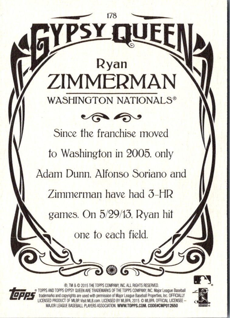 2015 Topps Gypsy Queen Ryan Zimmerman